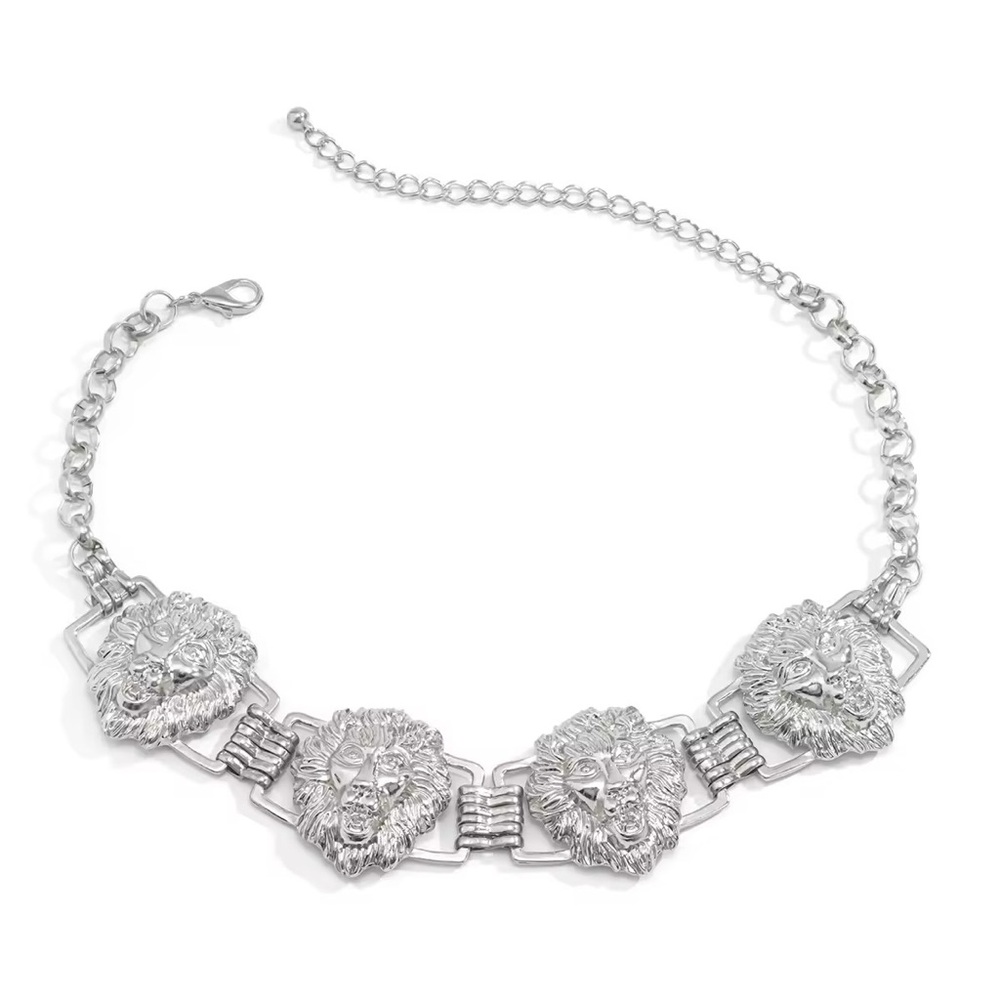 Silver Lion Head Necklace - Picture 4 of 5